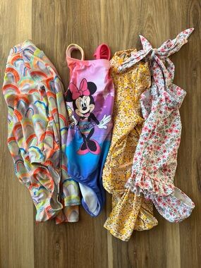 Girls Swimsuit Bundle 4T Disney Minnie Rash Guard Floral Boho Swim Lot